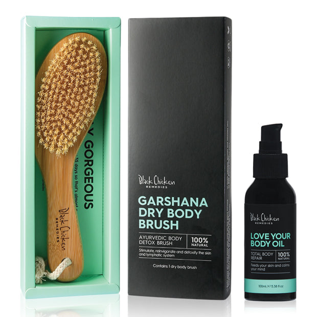 Dry Body Brush and Body Oil Kit